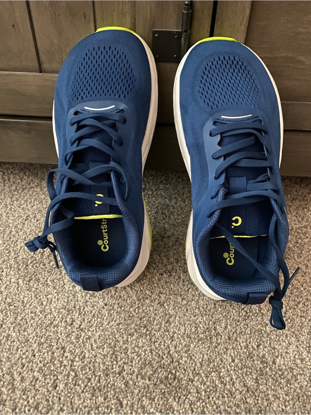 Women’s Navy Athletic Sneakers with Neon Yellow Accents